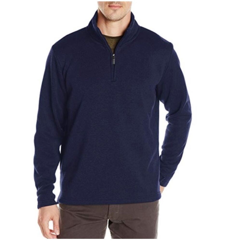 Wrangler Authentic Men's Long Sleeve Fleece Quarter Zip in Indigo Dark Blue L